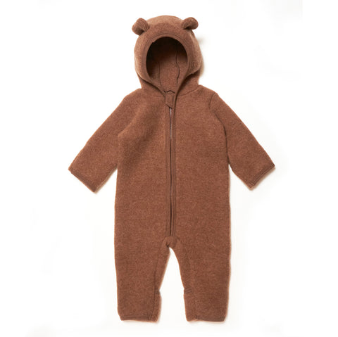 Baby jumpsuit Huttelihut - Ears soft wool Caramel Café