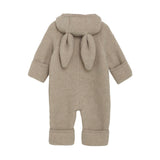 Baby jumpsuit Huttelihut - Merino wool Camel Melange Bunny Ears