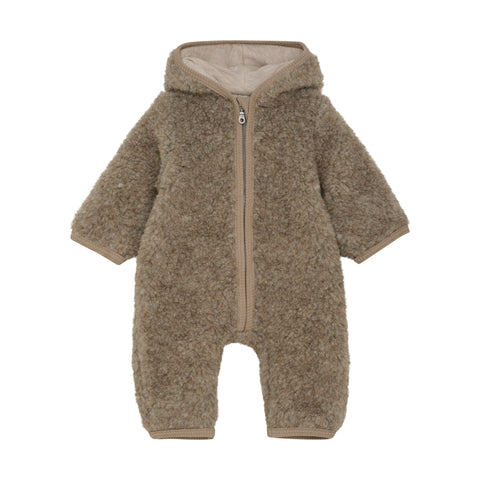 Baby jumpsuit Huttelihut - Wool Teddy Camel Melange