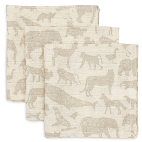 Tetradoek Jollein - Animals nougat 70x70cm (set van 3)