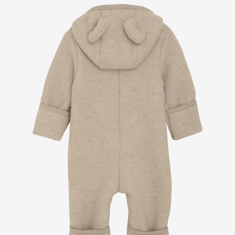 Baby jumpsuit Huttelihut - Merino wool Camel Melange