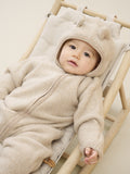 Baby jumpsuit Huttelihut - Merino wool Camel Melange