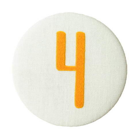 Cijferbuttons Liezelijn - cijfers 3-4-5-6 velours geel