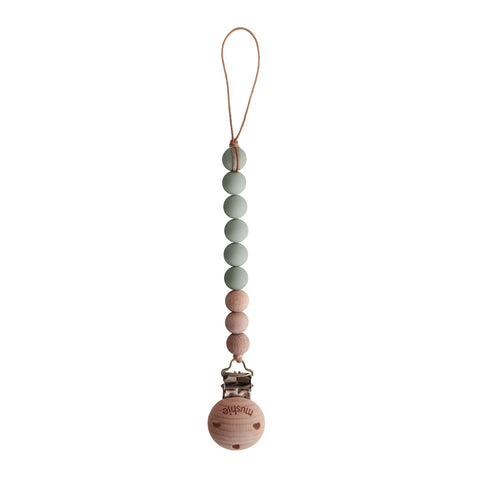 Fopspeenketting Mushie - sage/wood