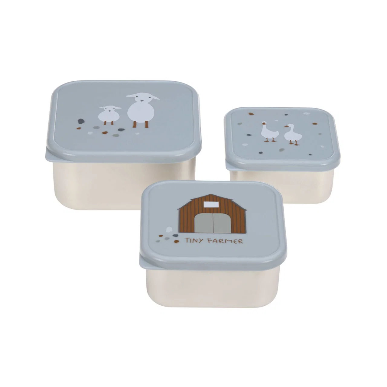 Snackdoosjes Lässig (set van 3) - Tiny farmer blue