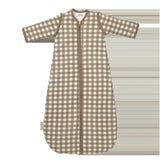 Slaapzak met afritsbare mouwen Meyco - Vichy square taupe 110cm