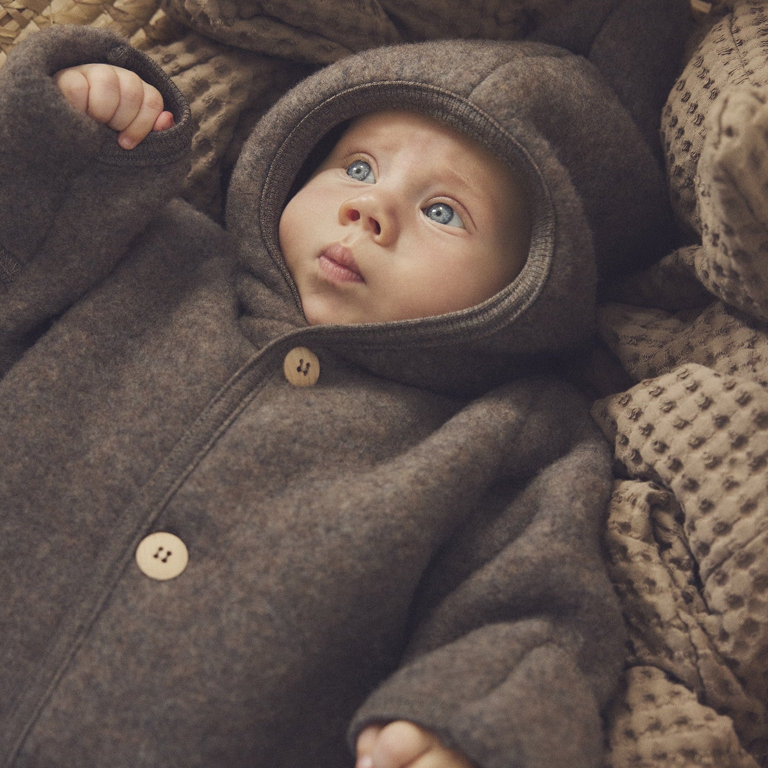 Baby jumpsuit Huttelihut Pixie - Merino wool Brown melange