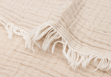 Fringe tetra dekentje Jollein - stripe biscuit/ivory | 75x100cm