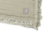 Fringe tetra dekentje Jollein - olive green/ivory  | 75x100cm