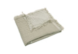 Fringe tetra dekentje Jollein - olive green/ivory  | 75x100cm