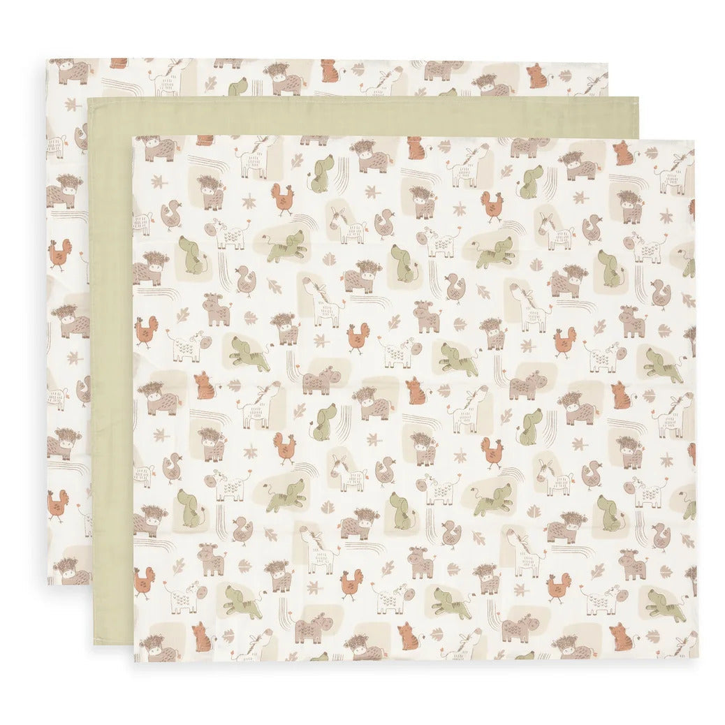 Tetradoek Jollein - Barn buddies 70x70cm (set van 3)