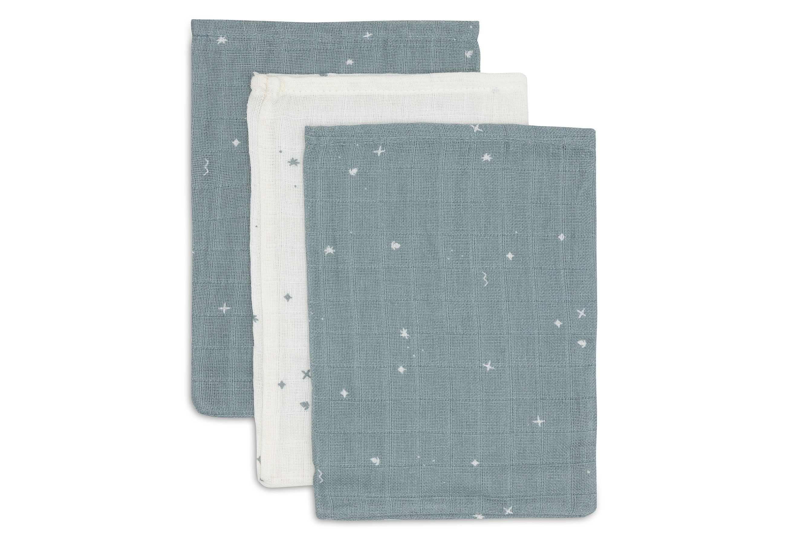 Tetra washandjes Jollein set van 3 - Twinkling Sea Green
