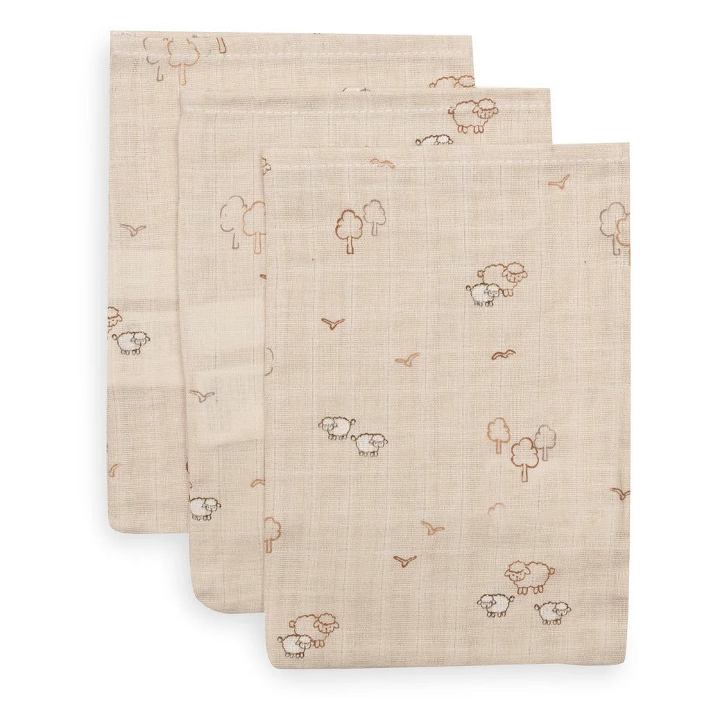 Tetra washandjes Jollein set van 3 - Woolly