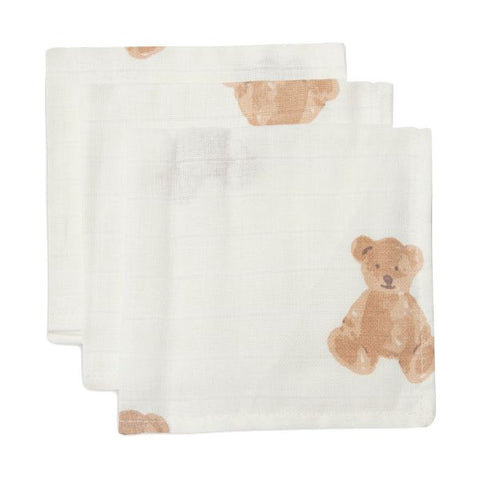 Tetra monddoekje Jollein set van 3 - Teddy Bear