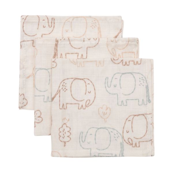 Tetra monddoekje Jollein set van 3 - Elephant tales
