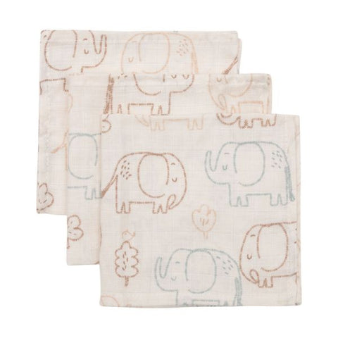 Tetra monddoekje Jollein set van 3 - Elephant tales