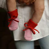 Booties HVID - Cotton candy/red (0-9 maanden)