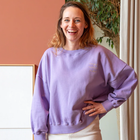 Trui Elle & Rapha - lavender 'magic mama vibes' taille petite