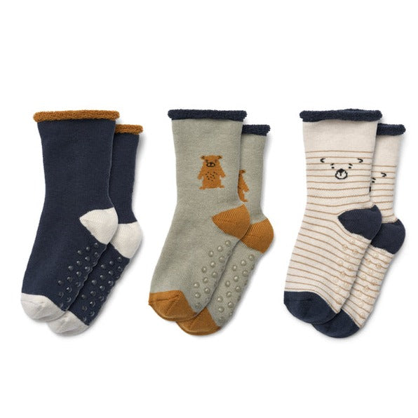 Sokjes Liewood - Eloy Teddy Dove blue mix 3-pack maat 17-18 (0-6maanden)