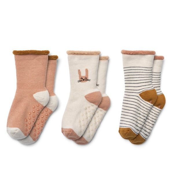 Sokjes Liewood - Eloy Bunny Sandy mix 3-pack maat 17-18 (0-6maanden)