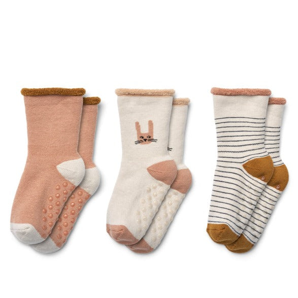 Sokjes Liewood - Eloy Bunny Sandy mix 3-pack maat 19-21 (6-12maanden)