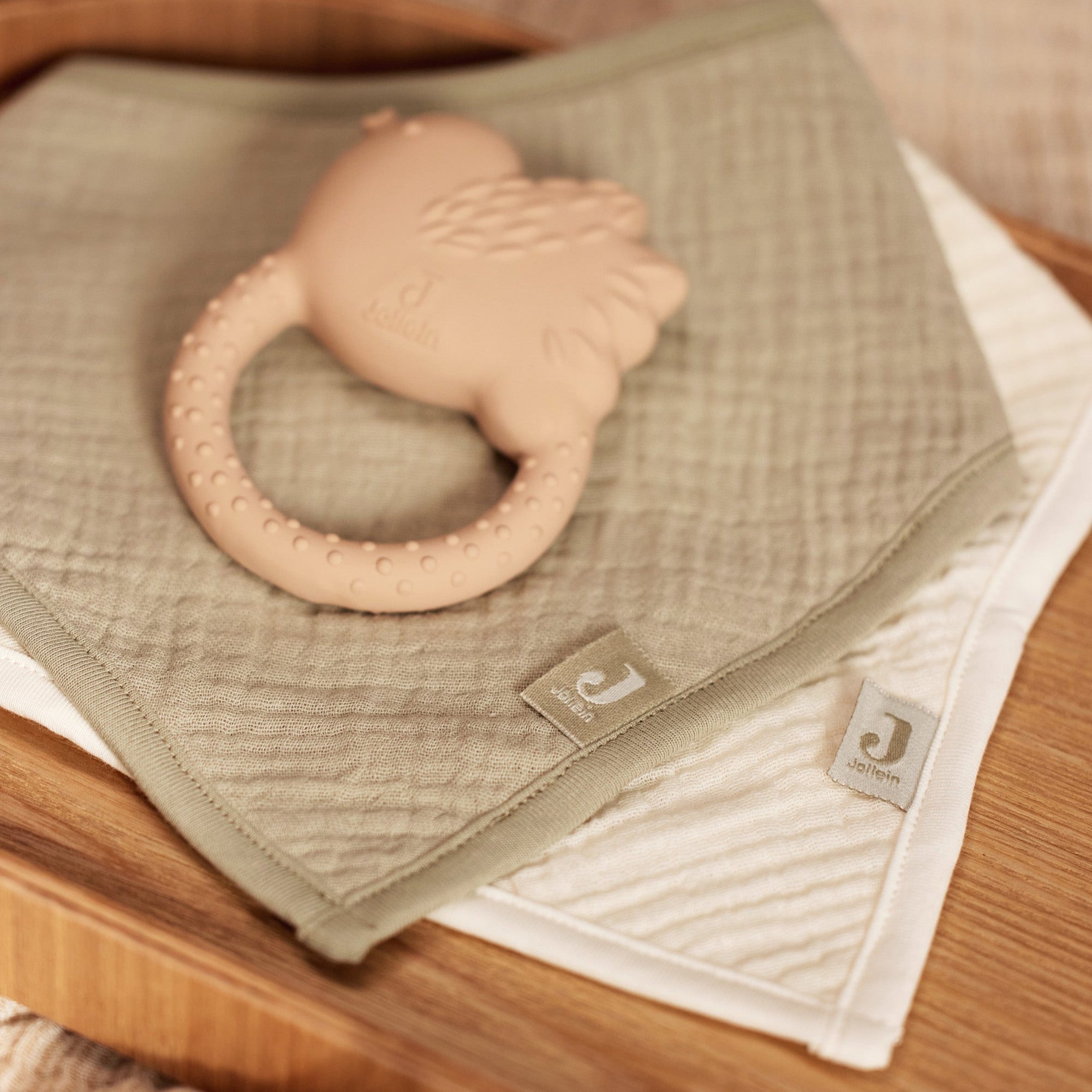 zeverslabbetjes Jollein set van 2 - olive green/oatmeal