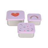 Snackdoosjes Lässig (set van 3) - Happy rascals heart lavender