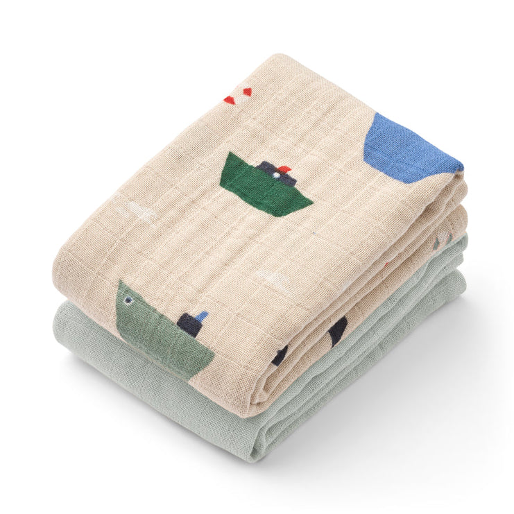Tetradoek Liewood - Sailing/dove blue (set van 2) 65x65cm