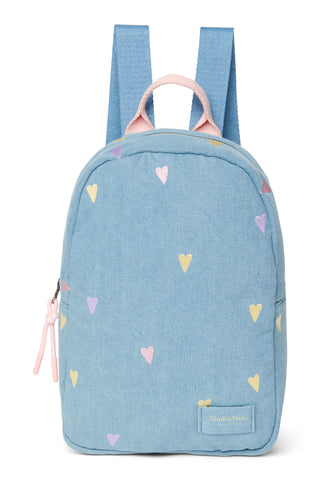 Mini rugzak Studio Noos - Denim Light Blue Hearts