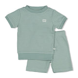 zomerpyjama Feetje - Shortama wafel Seagreen
