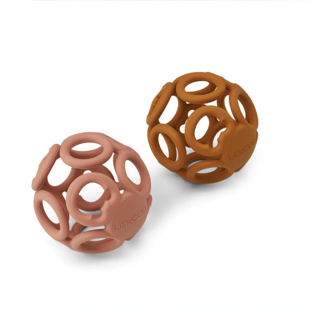 Teether ball Liewood (set van 2) - dark rose / mustard