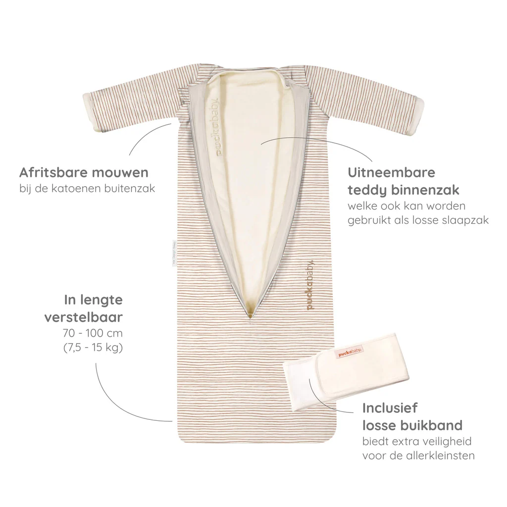 4-seizoensslaapzak Puckababy - Hazel stripes (6m-2,5j)