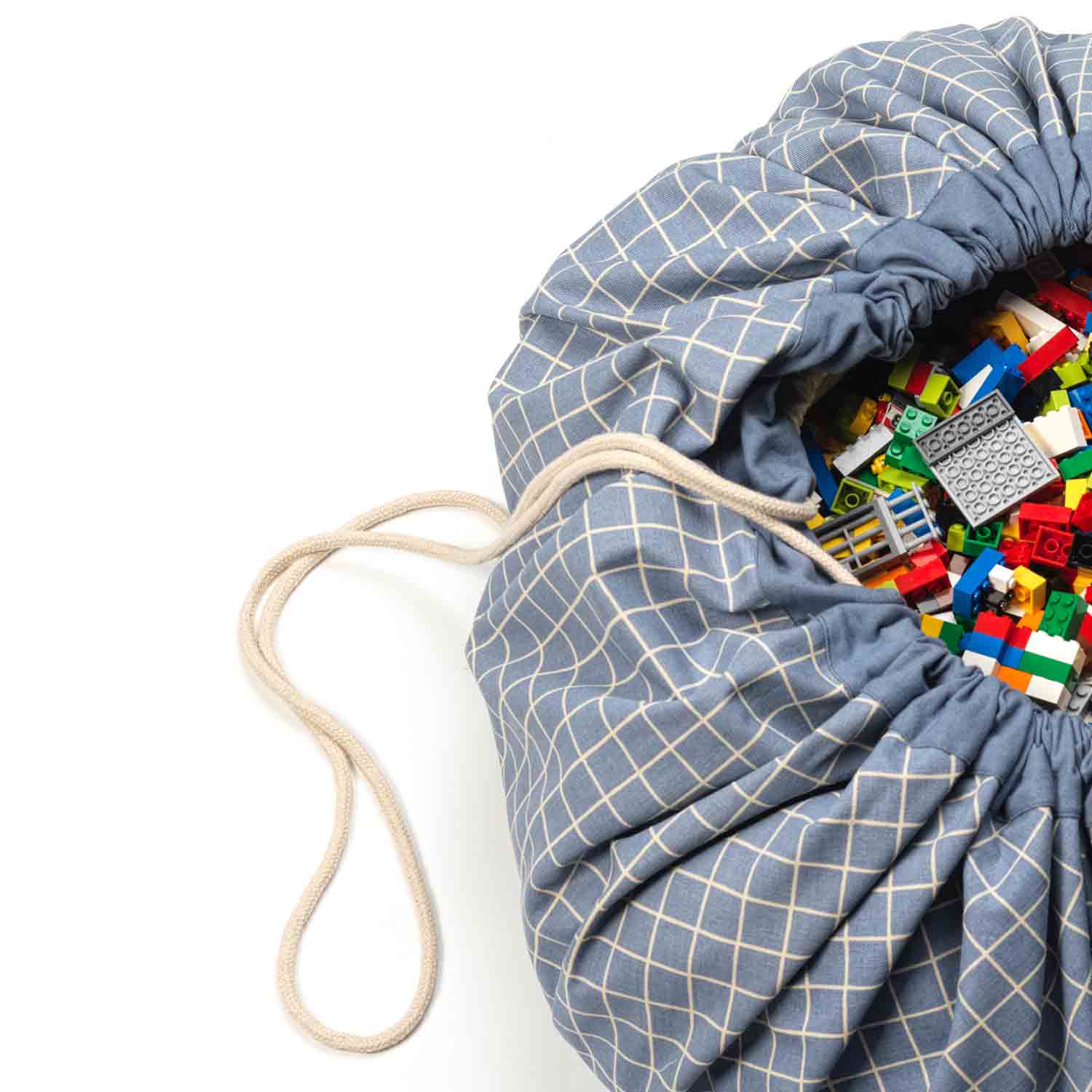 speelgoed opbergtas Play & Go - organic original grid blue