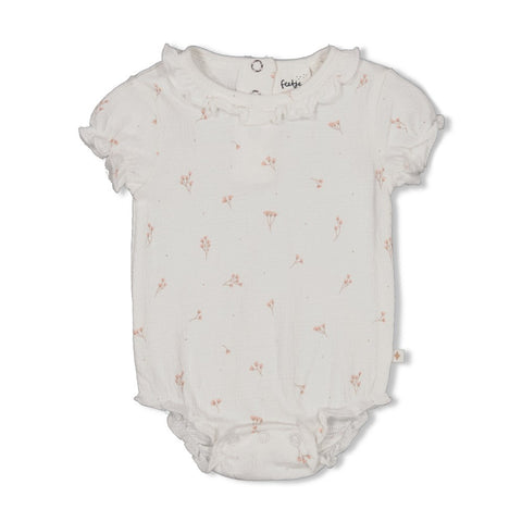 Romper feetje - Crincle delicate flower offwhite