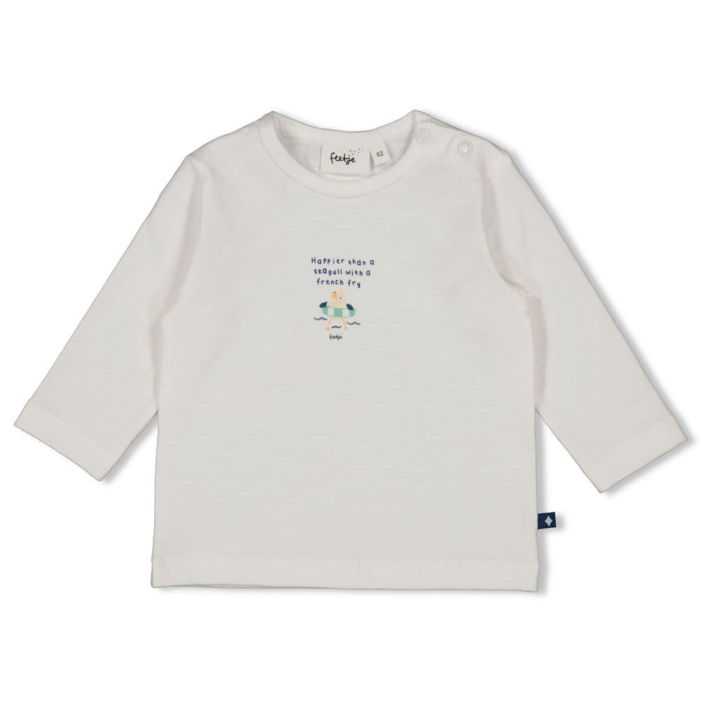 T-shirt lange mouw Feetje - Seaside happiness offwhite