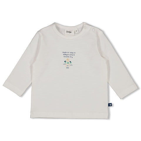 T-shirt lange mouw Feetje - Seaside happiness offwhite