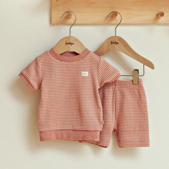 zomerpyjama Feetje - Shortama wafel Mauve