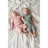 zomerpyjama Feetje - Shortama wafel Seagreen