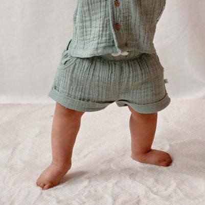 short Feetje - Summer Woven - Sea Green