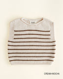 Vest Harvey Hvid - Cream/Mocha stripe Baby