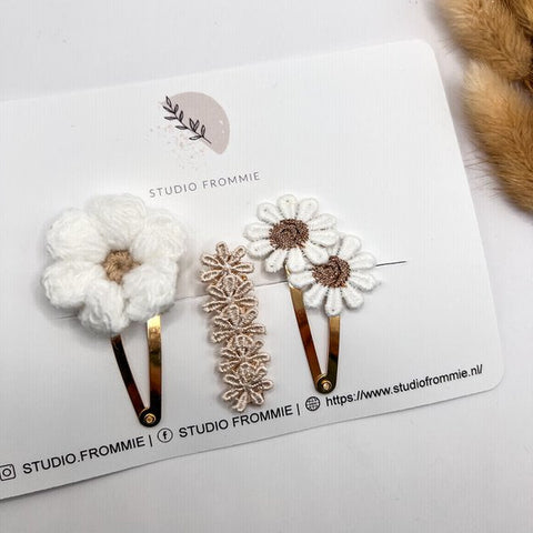 Haarspeldjes Studio Frommie - White Flowers