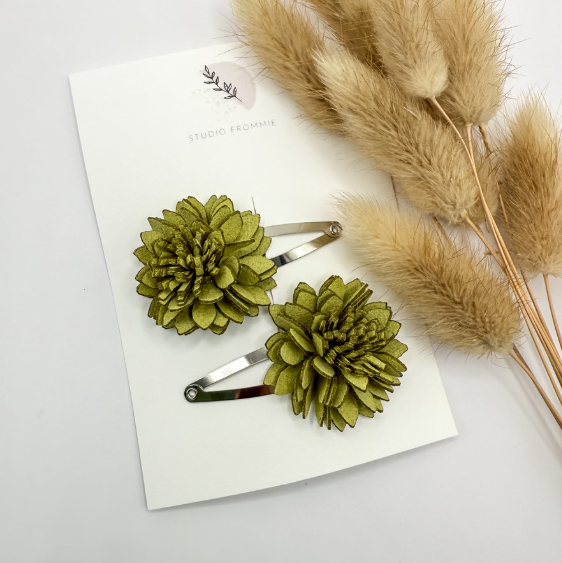 Haarspeldjes Studio Frommie - Green Flowers