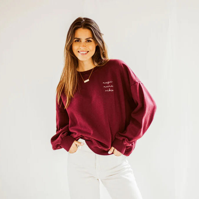 Trui Elle & Rapha - burgundy 'magic mama vibes' taille magic