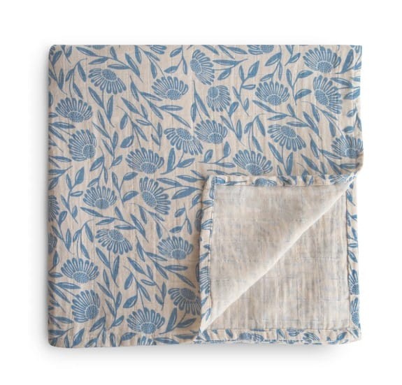 Tetradoek Mushie - Blue Flowers 120x120cm