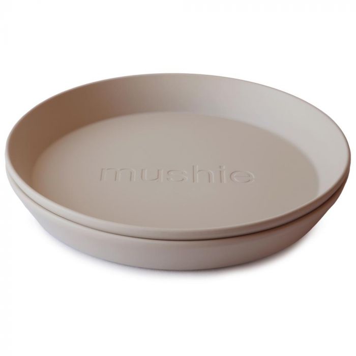 Bordje (set-van-2) round Mushie - Vanilla