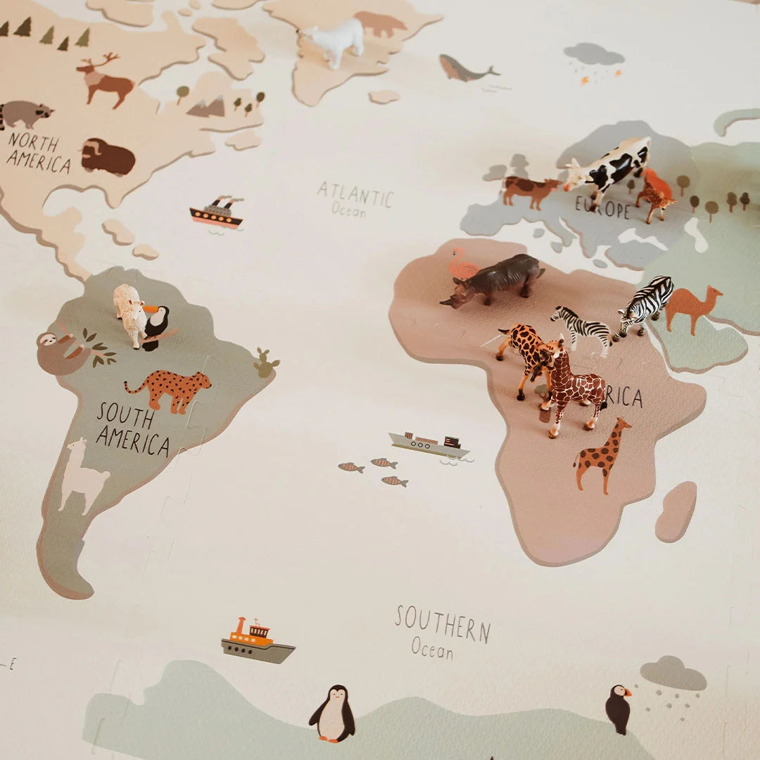 2-in-1 puzzelmat en opbergbox Play & Go - EEVAA Worldmap (120x180cm)