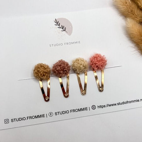 Haarspeldjes Studio Frommie - pompon set mauve