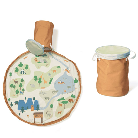 2-in-1 speelmat & opbergmand Play & Go - Zoo