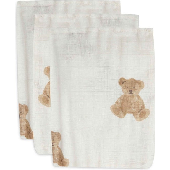 Tetra washandjes Jollein set van 3 - Teddy Bear