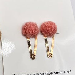Haarspeldjes Studio Frommie - Teddy pompom roze